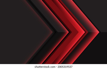 Abstract red glossy dark grey metallic arrow direction with blank space design modern futuristic background vector illustration.