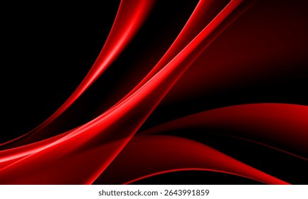 Abstract red glossy wave curve overlap on black design modern futuristic technology background vector illustration.