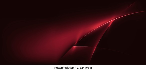 Abstract red glow curve lines on dark background
