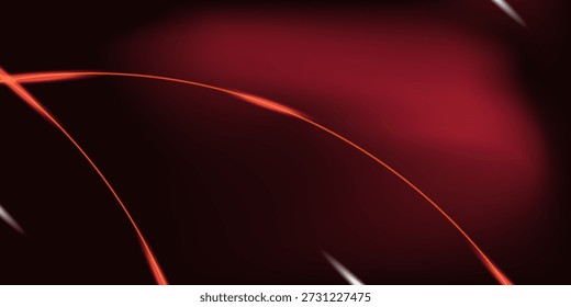 Líneas de curva de resplandor rojo Abstractas sobre fondo oscuro