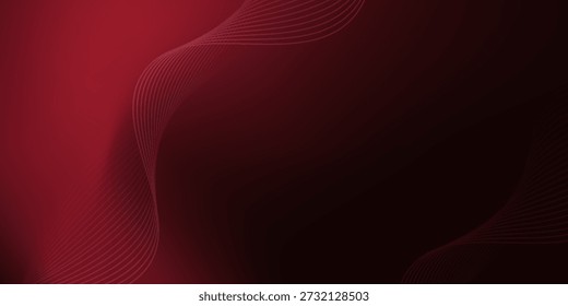 Líneas de curva de resplandor rojo Abstractas sobre fondo oscuro