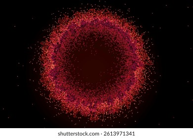 Abstract red glow particles on black background. Vector illustration. 