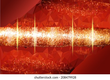 Abstract red glowing background with a gold rotating object