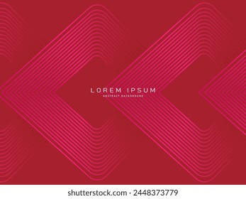 Abstrakte rot glühende geometrische Linien auf rotem Hintergrund. Moderne glänzende rote Linien Muster. Futuristisches Technologiekonzept, geeignet für Cover, Poster, Banner, Broschüren, Websites, etc.