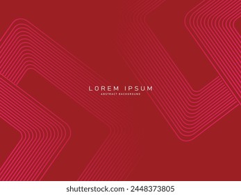Abstract red glowing geometric lines on red background. Modern shiny red lines pattern. Futuristic technology concept, suitable for covers, posters, banners, brochures, websites, etc.