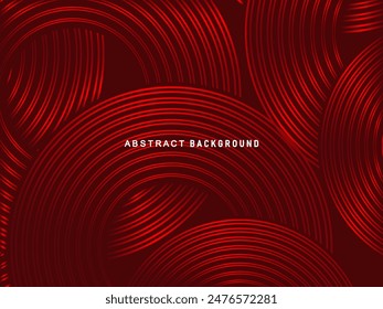 Abstractas líneas geométricas brillantes rojas sobre fondo rojo oscuro. Patrón moderno de líneas de círculo rojo brillante. Concepto de tecnología futurista, perfecto para portadas, carteles, Anuncios, folletos, Sitios web, etc.