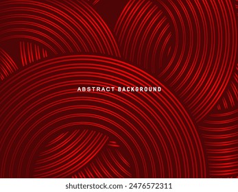 Abstractas líneas geométricas brillantes rojas sobre fondo rojo oscuro. Patrón moderno de líneas de círculo rojo brillante. Concepto de tecnología futurista, perfecto para portadas, carteles, Anuncios, folletos, Sitios web, etc.