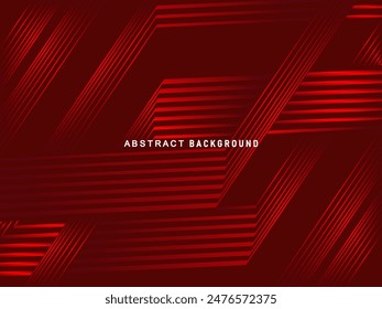 Abstract red glowing geometric lines on dark red background. Modern shiny red circle lines pattern. Futuristic technology concept, perfect for covers, posters, banners, brochures, websites, etc.