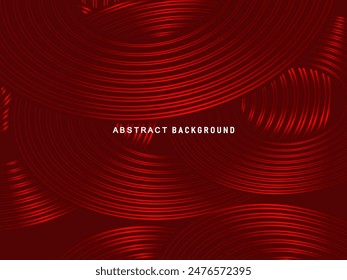 Abstract red glowing geometric lines on dark red background. Modern shiny red circle lines pattern. Futuristic technology concept, perfect for covers, posters, banners, brochures, websites, etc.