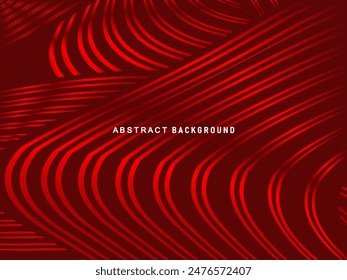 Abstract red glowing geometric lines on dark red background. Modern shiny red circle lines pattern. Futuristic technology concept, perfect for covers, posters, banners, brochures, websites, etc.