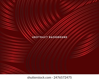 Abstractas líneas geométricas brillantes rojas sobre fondo rojo oscuro. Patrón moderno de líneas de círculo rojo brillante. Concepto de tecnología futurista, perfecto para portadas, carteles, Anuncios, folletos, Sitios web, etc.