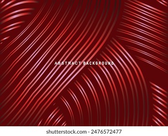 Abstract red glowing geometric lines on dark red background. Modern shiny red circle lines pattern. Futuristic technology concept, perfect for covers, posters, banners, brochures, websites, etc.