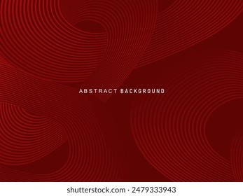 Abstractas líneas geométricas brillantes rojas sobre fondo rojo oscuro. Patrón moderno de líneas de círculo rojo brillante. Concepto de tecnología futurista, perfecto para portadas, carteles, Anuncios, folletos, Sitios web, etc.