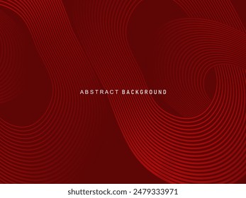 Abstractas líneas geométricas brillantes rojas sobre fondo rojo oscuro. Patrón moderno de líneas de círculo rojo brillante. Concepto de tecnología futurista, perfecto para portadas, carteles, Anuncios, folletos, Sitios web, etc.