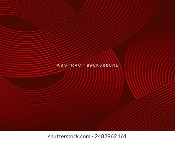 Abstractas líneas geométricas brillantes rojas sobre fondo rojo. Moderno patrón futurista rojo degradado brillante. Concepto de tecnología futurista, apto para portadas, carteles, Anuncios, folletos, Sitios web, etc.