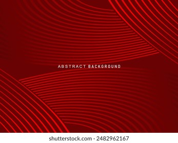 Abstract red glowing geometric lines on red background. Modern shiny gradient red futuristic pattern. Futuristic technology concept, suitable for covers, posters, banners, brochures, websites, etc.