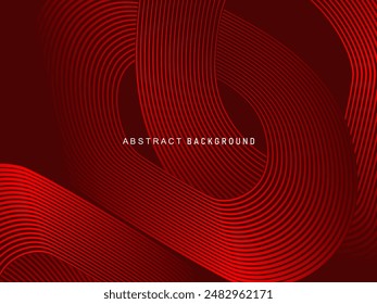 Abstract red glowing geometric lines on red background. Modern shiny gradient red futuristic pattern. Futuristic technology concept, suitable for covers, posters, banners, brochures, websites, etc.