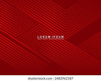 Abstract red glowing geometric lines on red background. Modern shiny gradient red futuristic pattern. Futuristic technology concept, suitable for covers, posters, banners, brochures, websites, etc.