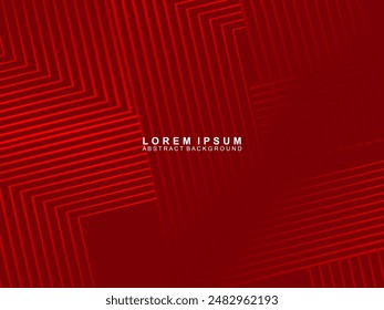 Abstract red glowing geometric lines on red background. Modern shiny gradient red futuristic pattern. Futuristic technology concept, suitable for covers, posters, banners, brochures, websites, etc.