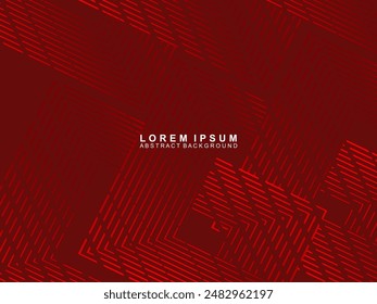 Abstract red glowing geometric lines on red background. Modern shiny gradient red futuristic pattern. Futuristic technology concept, suitable for covers, posters, banners, brochures, websites, etc.