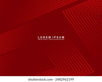 Abstract red glowing geometric lines on red background. Modern shiny gradient red futuristic pattern. Futuristic technology concept, suitable for covers, posters, banners, brochures, websites, etc.