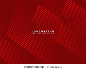 Abstract red glowing geometric lines on red background. Modern shiny gradient red futuristic pattern. Futuristic technology concept, suitable for covers, posters, banners, brochures, websites, etc.