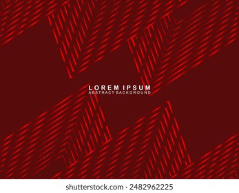 Abstract red glowing geometric lines on red background. Modern shiny gradient red futuristic pattern. Futuristic technology concept, suitable for covers, posters, banners, brochures, websites, etc.
