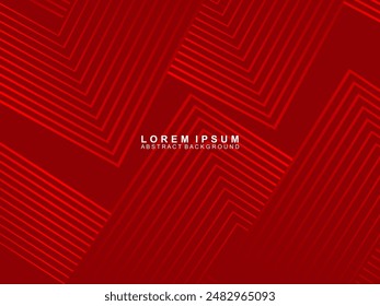 Abstract red glowing geometric lines on red background. Modern shiny gradient red futuristic pattern. Futuristic technology concept, suitable for covers, posters, banners, brochures, websites, etc.