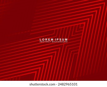 Abstract red glowing geometric lines on red background. Modern shiny gradient red futuristic pattern. Futuristic technology concept, suitable for covers, posters, banners, brochures, websites, etc.