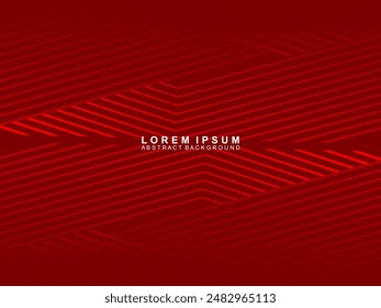 Abstract red glowing geometric lines on red background. Modern shiny gradient red futuristic pattern. Futuristic technology concept, suitable for covers, posters, banners, brochures, websites, etc.