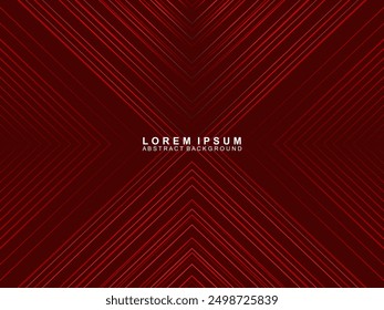 Abstract red glowing geometric lines on dark red background. Modern shiny red curved lines pattern. Futuristic technology concept, suitable for covers, posters, banners, brochures, websites, etc.