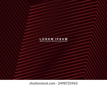 Abstract red glowing geometric lines on dark red background. Modern shiny red curved lines pattern. Futuristic technology concept, suitable for covers, posters, banners, brochures, websites, etc.