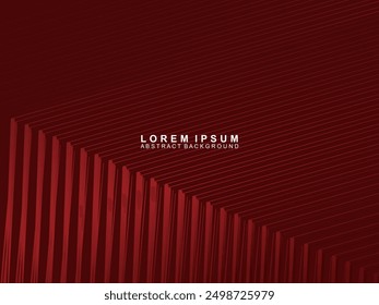 Abstract red glowing geometric lines on dark red background. Modern shiny red curved lines pattern. Futuristic technology concept, suitable for covers, posters, banners, brochures, websites, etc.