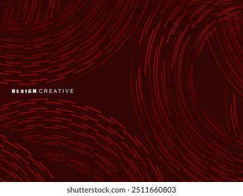 Líneas geométricas brillantes rojas Abstractas sobre fondo rojo oscuro. Moderno patrón de líneas de círculo rojo brillante. Concepto de tecnología futurista, perfecto para cubiertas, carteles, Anuncios, folletos, Sitios web, etc.