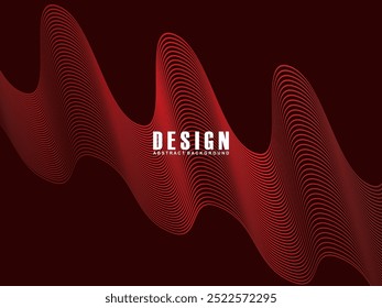 Líneas geométricas brillantes rojas Abstractas sobre fondo rojo oscuro. Moderno patrón de líneas onduladas rojas brillantes. Concepto de tecnología futurista, adecuado para cubiertas, carteles, Anuncios, folletos, Sitios web, etc.