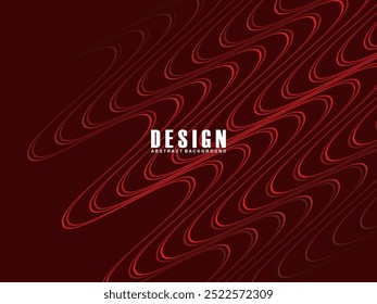 Líneas geométricas brillantes rojas Abstractas sobre fondo rojo oscuro. Moderno patrón de líneas onduladas rojas brillantes. Concepto de tecnología futurista, adecuado para cubiertas, carteles, Anuncios, folletos, Sitios web, etc.
