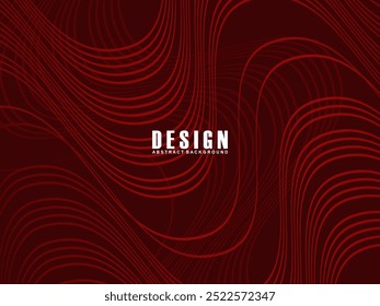 Abstract red glowing geometric lines on dark red background. Modern shiny red wavy lines pattern. Futuristic technology concept, suitable for covers, posters, banners, brochures, websites, etc.