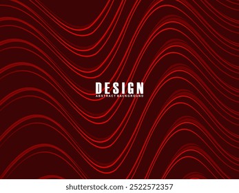 Abstrakte rot leuchtende geometrische Linien auf dunkelrotem Hintergrund. Modernes glänzendes rotes gewelltes Linienmuster. Futuristisches Technologiekonzept, geeignet für Cover, Plakate, Banner, Broschüren, Websites usw.