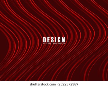 Abstract red glowing geometric lines on dark red background. Modern shiny red wavy lines pattern. Futuristic technology concept, suitable for covers, posters, banners, brochures, websites, etc.