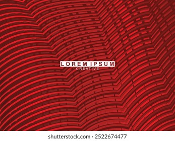 Abstract red glowing geometric lines on dark red background. Modern shiny red circle lines pattern. Futuristic technology concept, perfect for covers, posters, banners, brochures, websites, etc.
