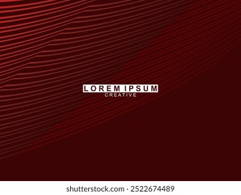Abstract red glowing geometric lines on dark red background. Modern shiny red circle lines pattern. Futuristic technology concept, perfect for covers, posters, banners, brochures, websites, etc.