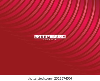 Abstract red glowing geometric lines on dark red background. Modern shiny red circle lines pattern. Futuristic technology concept, perfect for covers, posters, banners, brochures, websites, etc.