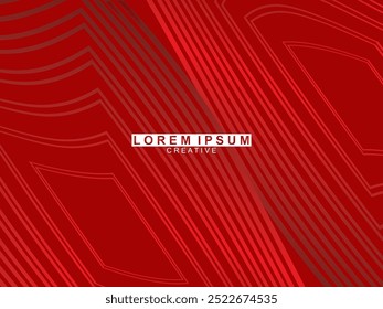 Abstract red glowing geometric lines on dark red background. Modern shiny red circle lines pattern. Futuristic technology concept, perfect for covers, posters, banners, brochures, websites, etc.