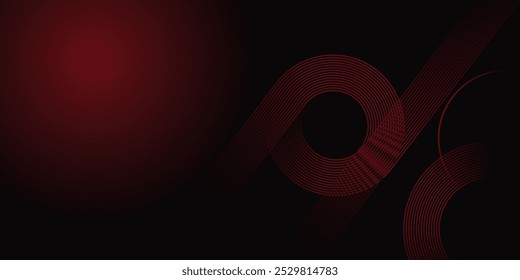Abstract red glowing geometric red lines on black background.