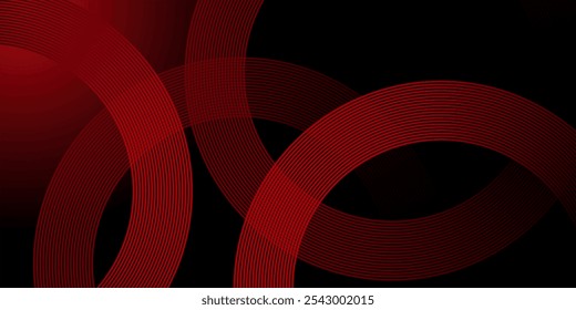 Abstract red glowing geometric lines on black background. Modern shiny red diagonal rounded lines graphic design. Futuristic concept. graphic design