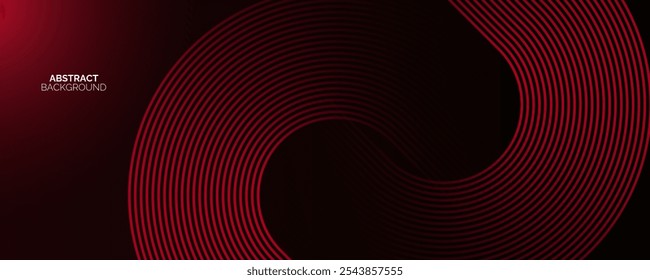 Linhas geométricas brilhantes em vermelho abstrato sobre fundo preto. Design gráfico de linhas arredondadas diagonais vermelhas brilhantes modernas