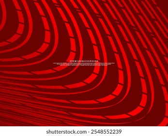 Líneas geométricas brillantes rojas Abstractas sobre fondo rojo. Moderno patrón de líneas de onda roja brillante. Concepto de tecnología futurista, adecuado para cubiertas, carteles, Anuncios, folletos, Sitios web, etc.