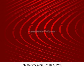 Abstract red glowing geometric lines on red background. Modern shiny red wave lines pattern. Futuristic technology concept, suitable for covers, posters, banners, brochures, websites, etc.
