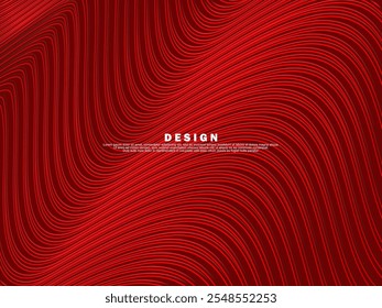 Linhas geométricas brilhantes em vermelho sobre fundo vermelho. Moderno padrão de linhas de ondas vermelhas brilhantes. Conceito de tecnologia futurista, adequado para capas, cartazes, banners, brochuras, sites, etc.