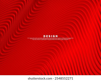 Linhas geométricas brilhantes em vermelho sobre fundo vermelho. Moderno padrão de linhas de ondas vermelhas brilhantes. Conceito de tecnologia futurista, adequado para capas, cartazes, banners, brochuras, sites, etc.